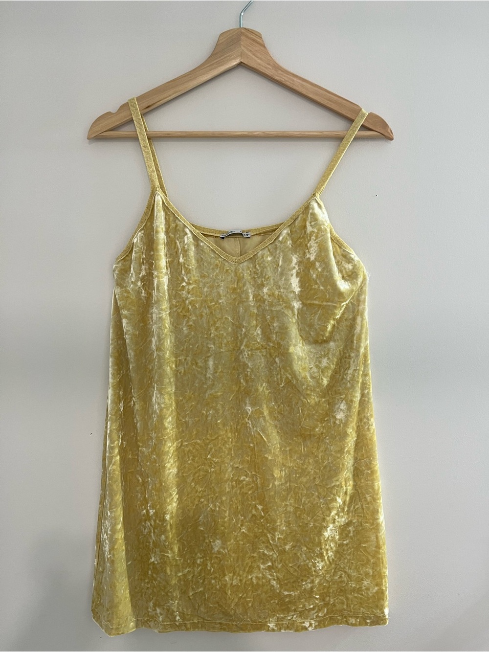 Perfect Zara Slip Dress - Yellow Velvet Spaghetti Strap